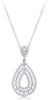 ESTATE .65CT DIAMOND 14K WHITE GOLD 3D MULTI ROW OPEN TEAR DROP FLOATING PENDANT