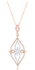 LARGE .82CT DIAMOND 14K WHITE & ROSE GOLD FLOWER OPEN FILIGREE TEAR DROP PENDANT
