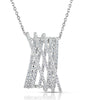 LARGE 1.05CT DIAMOND 14KT WHITE GOLD 3D MULTI ROW CRISS CROSS FLOATING PENDANT