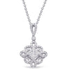 .72CT DIAMOND 14KT WHITE GOLD ROUND INVISIBLE OPEN FILIGREE FLOWER LOVE PENDANT