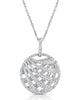 LARGE 1.63CT DIAMOND 14K WHITE GOLD ROUND CIRCULAR MULTI ROW CRISS CROSS PENDANT