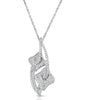ESTATE .70CT DIAMOND 14KT WHITE GOLD 3D DOUBLE SQUARE LEAF FUN FLOATING PENDANT