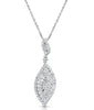 LARGE 1.04CT DIAMOND 14KT WHITE GOLD PAVE DOUBLE LEAF TEAR DROP FLOATING PENDANT