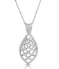 LARGE .99CT DIAMOND 14K WHITE GOLD 3D TEAR DROP CRISS CROSS FUN FLOATING PENDANT