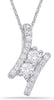 .45CT DIAMOND 14KT WHITE GOLD 3D TWO STONE CRISS CROSS LOVE FLOATING PENDANT