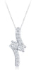 ESTATE .31CT DIAMOND 14KT WHITE GOLD TWO STONE CRISS CROSS LOVE FLOATING PENDANT