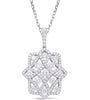 LARGE 1.35CT DIAMOND 14K WHITE GOLD 3D DOUBLE SQUARE DIAGONAL ETOILE FUN PENDANT
