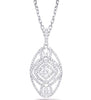 LARGE .85CT DIAMOND 14K WHITE GOLD 3D MULTI SHAPE OVAL FUN FLOATING PENDANT