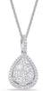 .59CT DIAMOND 14KT WHITE GOLD 3D PAVE CLUSTER HALO TEAR DROP FLOATING PENDANT