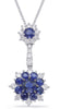 LARGE 1.69CT DIAMOND & AAA SAPPHIRE 14K WHITE GOLD DOUBLE FLOWER CLASSIC PENDANT