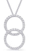 ESTATE .48CT DIAMOND 14KT WHITE GOLD DOUBLE CIRCULAR LOVE KNOT FLOATING PENDANT