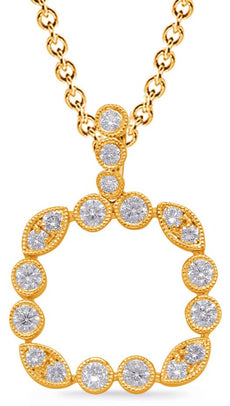 .42CT DIAMOND 14KT YELLOW GOLD 3D ROUND & MARQUISE SHAPE OPEN SQUARE FUN PENDANT