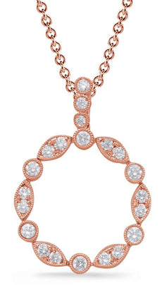 .51CT DIAMOND 14KT ROSE GOLD 3D ROUND & MARQUISE SHAPE CIRCLE OF LIFE PENDANT