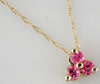 ESTATE .25CT AAA PINK SAPPHIRE 14KT YELLOW GOLD 3 STONE FLOWER FLOATING PENDANT
