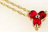 ESTATE .25CT AAA RUBY 14KT WHITE GOLD 3D THREE STONE FLOWER FLOATING PENDANT