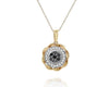 ESTATE .33CT WHITE & BLACK DIAMOND 14K 2 TONE GOLD 3D CLASSIC FLOWER FUN PENDANT