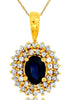 1.55CT DIAMOND & AAA SAPPHIRE 14KT YELLOW GOLD OVAL & ROUND DOUBLE HALO PENDANT