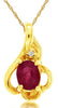 .50CT DIAMOND & AAA RUBY 14K YELLOW GOLD 3D OVAL & ROUND FLOWER FLOATING PENDANT