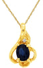 0.50CT DIAMOND & AAA SAPPHIRE 14KT YELLOW GOLD 3D OVAL & ROUND FLOWER PENDANT