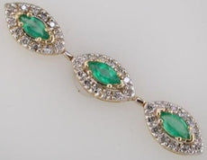 1.03CT DIAMOND & AAA EMERALD 14KT YELLOW GOLD MARQUISE & ROUND FLOATING PENDANT
