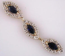 1.38CT DIAMOND & AAA SAPPHIRE 14KT YELLOW GOLD ROUND & MARQUISE FLOATING PENDANT