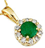 ESTATE .90CT DIAMOND & AAA EMERALD 14KT YELLOW GOLD FLOWER FLOATING LOVE PENDANT