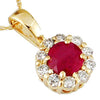 ESTATE 1.10CT DIAMOND & AAA RUBY 14K YELLOW GOLD 3D FLOWER FLOATING LOVE PENDANT
