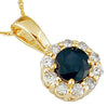 ESTATE 1.1CT DIAMOND & AAA SAPPHIRE 14K YELLOW GOLD FLOWER FLOATING LOVE PENDANT