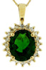 LARGE 2.96CT DIAMOND & AAA RUSSALITE 14K YELLOW GOLD OVAL & ROUND FLOWER PENDANT