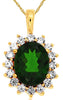 LARGE 3.25CT DIAMOND & AAA RUSSALITE 14K YELLOW GOLD OVAL & ROUND FLOWER PENDANT