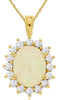 ESTATE 2.35CT DIAMOND & AAA OPAL 14KT YELLOW GOLD 3D OVAL & ROUND FLOWER PENDANT
