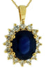 LARGE 3.65CT DIAMOND & AAA SAPPHIRE 14KT YELLOW GOLD OVAL & ROUND FLOWER PENDANT