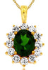 LARGE 3.0CT DIAMOND & AAA RUSSALITE 14KT YELLOW GOLD OVAL & ROUND FLOWER PENDANT