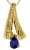ESTATE .67CT DIAMOND & AAA TANZANITE 14KT YELLOW GOLD PEAR SHAPE & ROUND PENDANT
