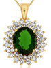 LARGE 3.45CT DIAMOND & AAA RUSSALITE 14K YELLOW GOLD OVAL & ROUND FLOWER PENDANT
