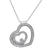 ESTATE 1.60CT DIAMOND 18KT WHITE GOLD 3D SOLITAIRE DOUBLE HEART FLOATING PENDANT