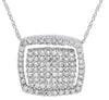 ESTATE 1.34CT DIAMOND 18K WHITE GOLD 3D CLASSIC CLUSTER SQUARE HALO FUN NECKLACE