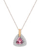2.01CT DIAMOND & AAA PINK TOURMALINE 14K 2 TONE GOLD 3D TRILLION & ROUND PENDANT