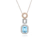 2.25CT DIAMOND & AAA BLUE TOPAZ 14KT WHITE & ROSE GOLD ROUND & EMERALD PENDANT