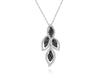 1.0CT WHITE & BLACK DIAMOND 18KT WHITE GOLD 3D MULTI LEAF LOVE FLOATING PENDANT