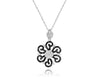 .94CT WHITE & BLACK DIAMOND 18KT WHITE GOLD 3D CLASSIC FLOWER FLOATING PENDANT