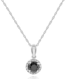 .78CT WHITE & BLACK DIAMOND 14KT WHITE GOLD 3D CLASSIC FLOWER FLOATING PENDANT