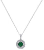 ESTATE .98CT DIAMOND & AAA EMERALD 14KT WHITE GOLD ROUND SOLITAIRE HALO PENDANT