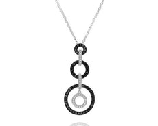 .62CT WHITE & BLACK DIAMOND 14KT WHITE GOLD 3D CIRCLE OF LIFE FLOATING PENDANT
