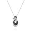 .96CT WHITE & BLACK DIAMOND 14KT WHITE GOLD 3D OVAL LOVE KNOT FLOATING PENDANT