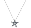 .47CT WHITE & BLUE DIAMOND 14KT WHITE GOLD 3D STARFISH FUN FLOATING PENDANT