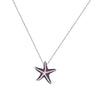 ESTATE .71CT DIAMOND & AAA RUBY 14KT WHITE GOLD 3D STARFISH FUN FLOATING PENDANT