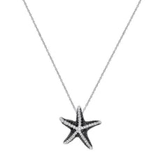 .59CT WHITE & BLACK DIAMOND 14KT WHITE GOLD 3D STARFISH FUN FLOATING PENDANT