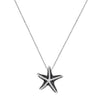 .59CT WHITE & BLACK DIAMOND 14KT WHITE GOLD 3D STARFISH FUN FLOATING PENDANT
