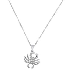 ESTATE .05CT ROUND DIAMOND 14KT WHITE GOLD 3D HAPPY CRAB FLOATING FUN PENDANT